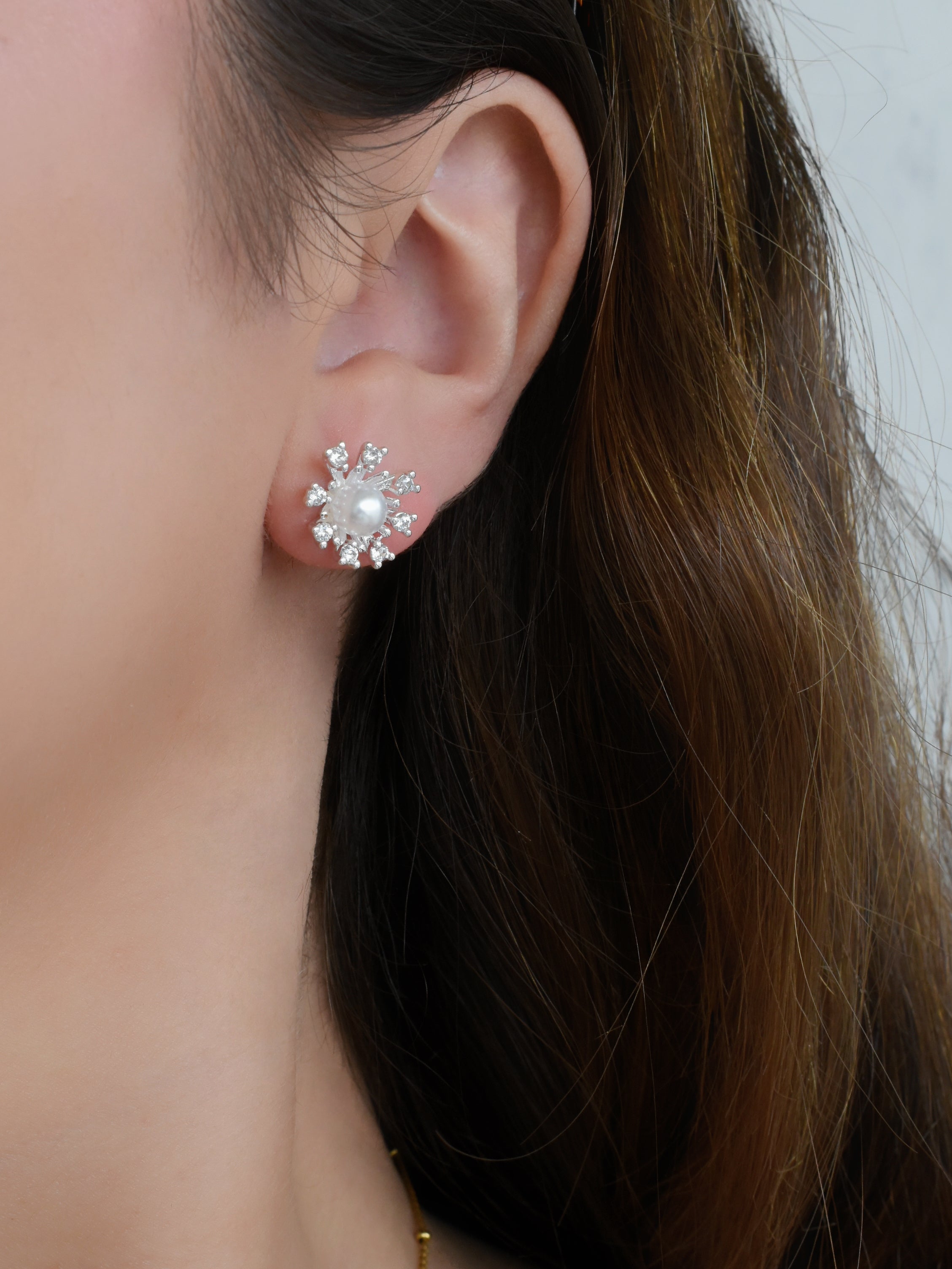 Aretes flor perlita circonias