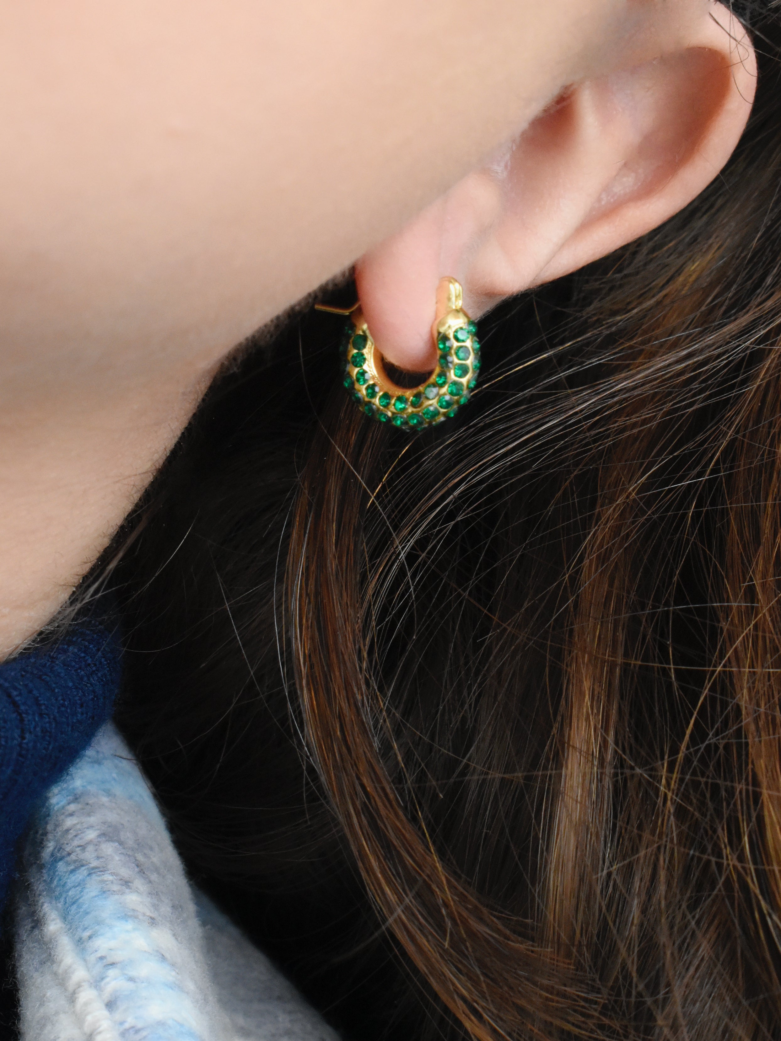 Aretes mini hoops verdes