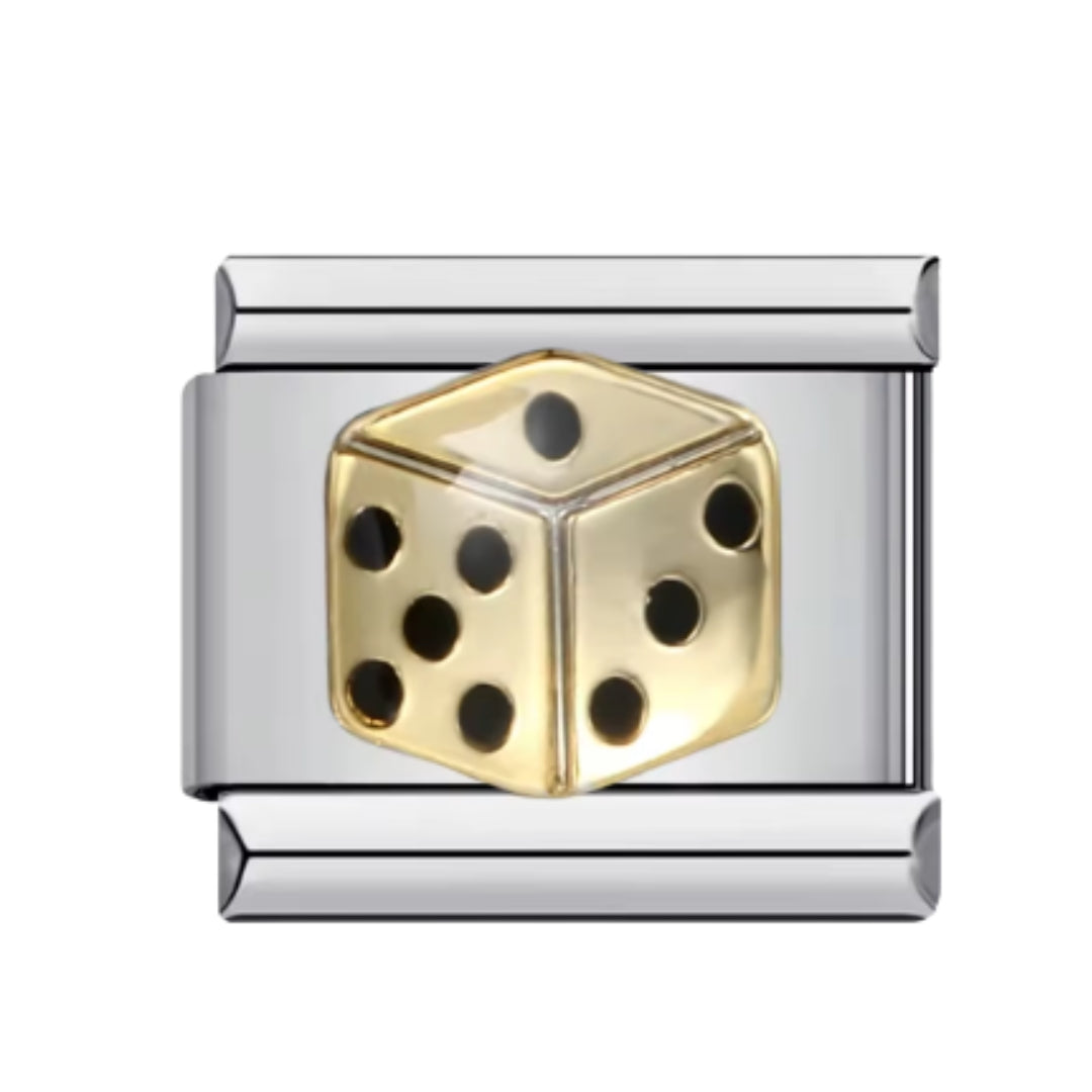 Italian charm dado dorado