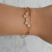 Pulsera doble flores (dorada o plateada)