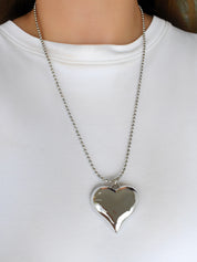 Collar largo corazón chunky (dorado o plateado)