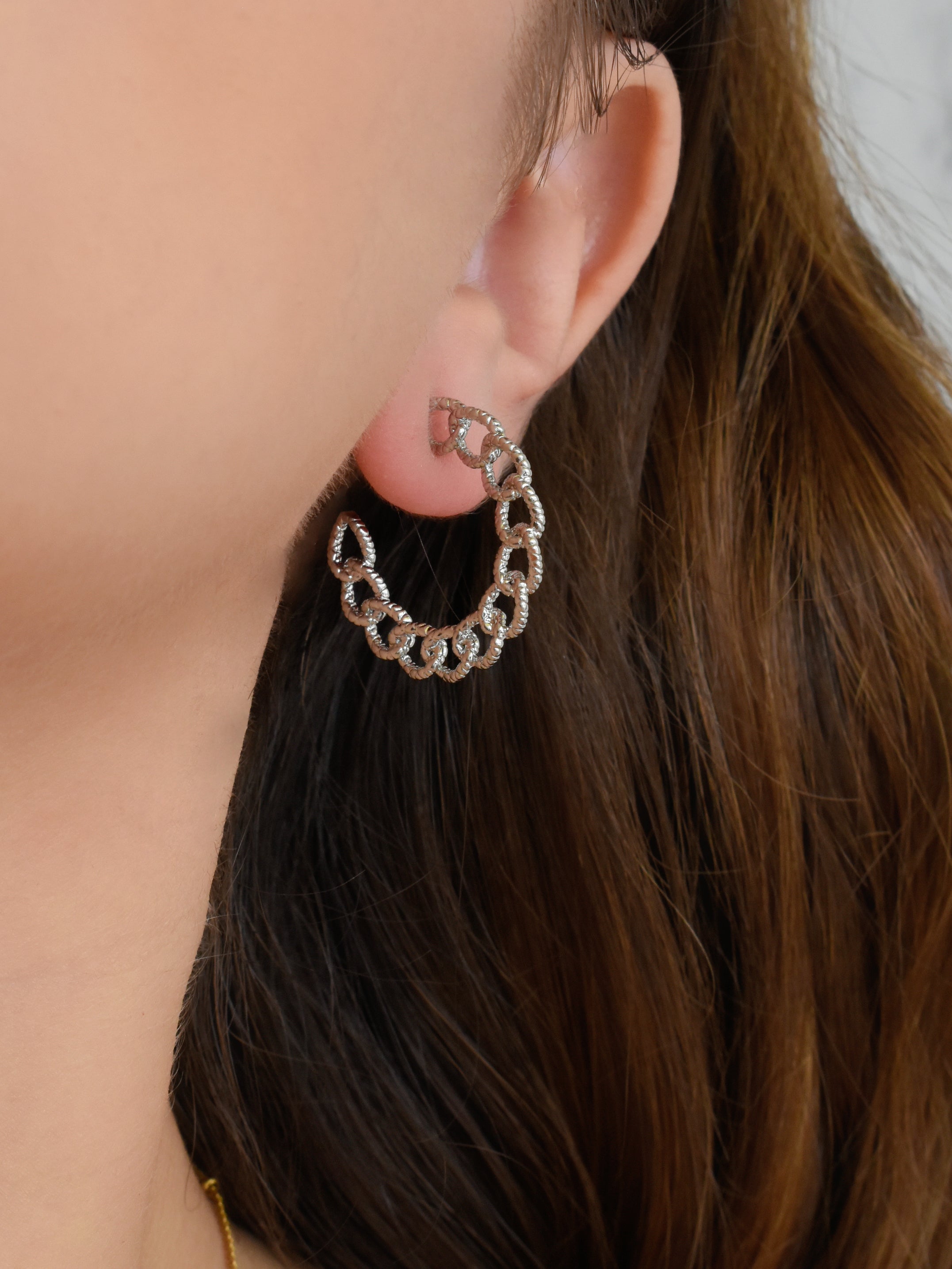 Arete hoop plana eslabones