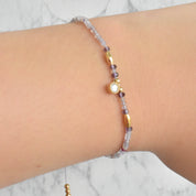 Pulsera mini bolitas circonia (café, colores, morado, rosa)