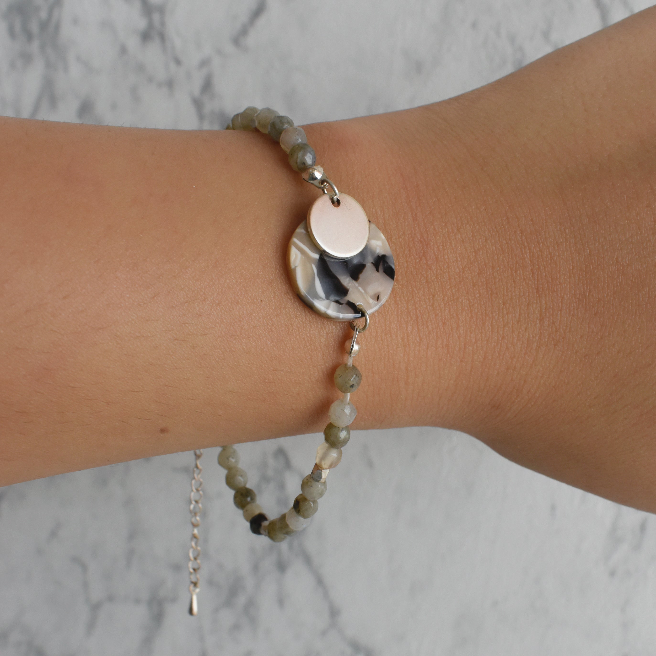 Pulsera piedra ágata (azul o café)