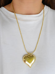 Collar largo corazón chunky (dorado o plateado)