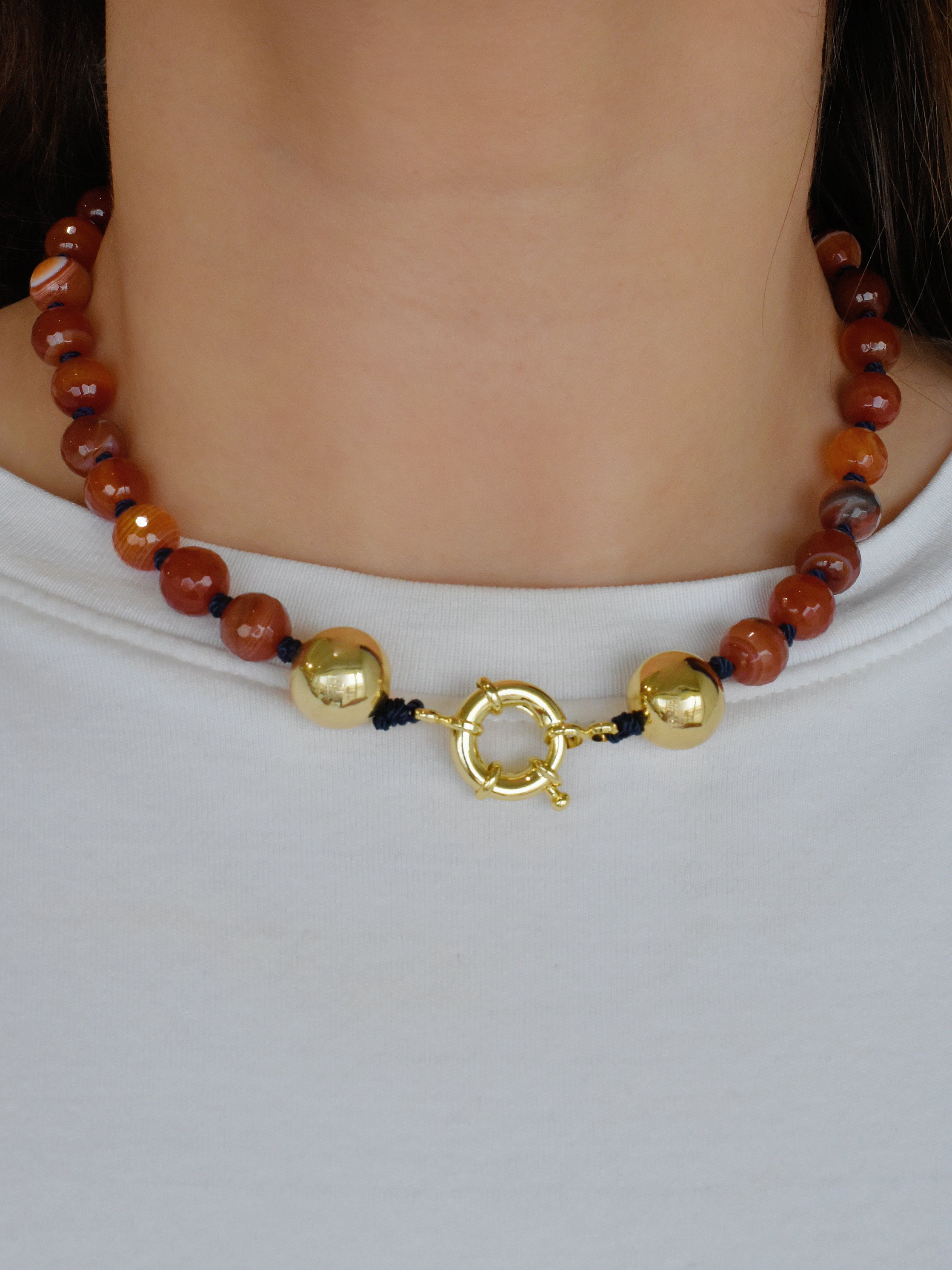 Juego collar y pulsera + pañuelo piedra natural