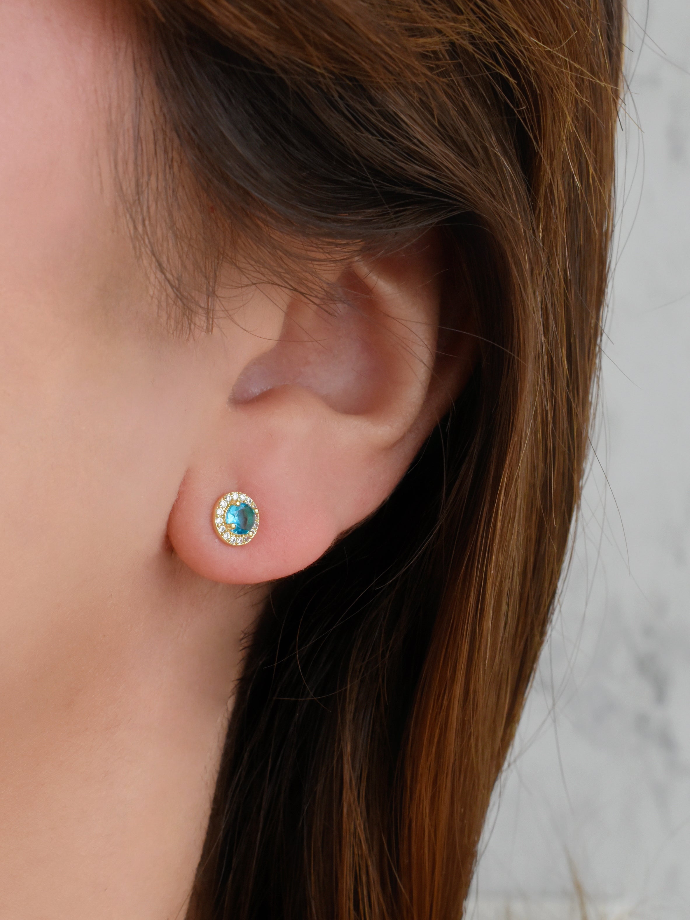 Aretes mini círculo aqua (broche bolita)