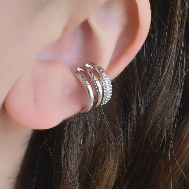 Arete earcuff chunky plateado