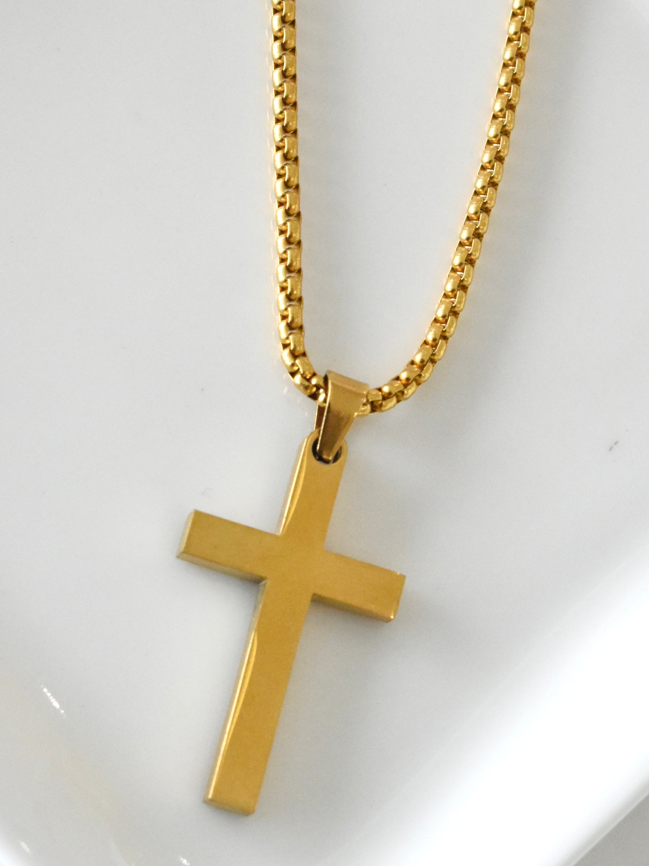 Collar largo cruz lisa