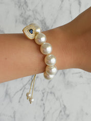 Pulsera perla jumbo charm corazón