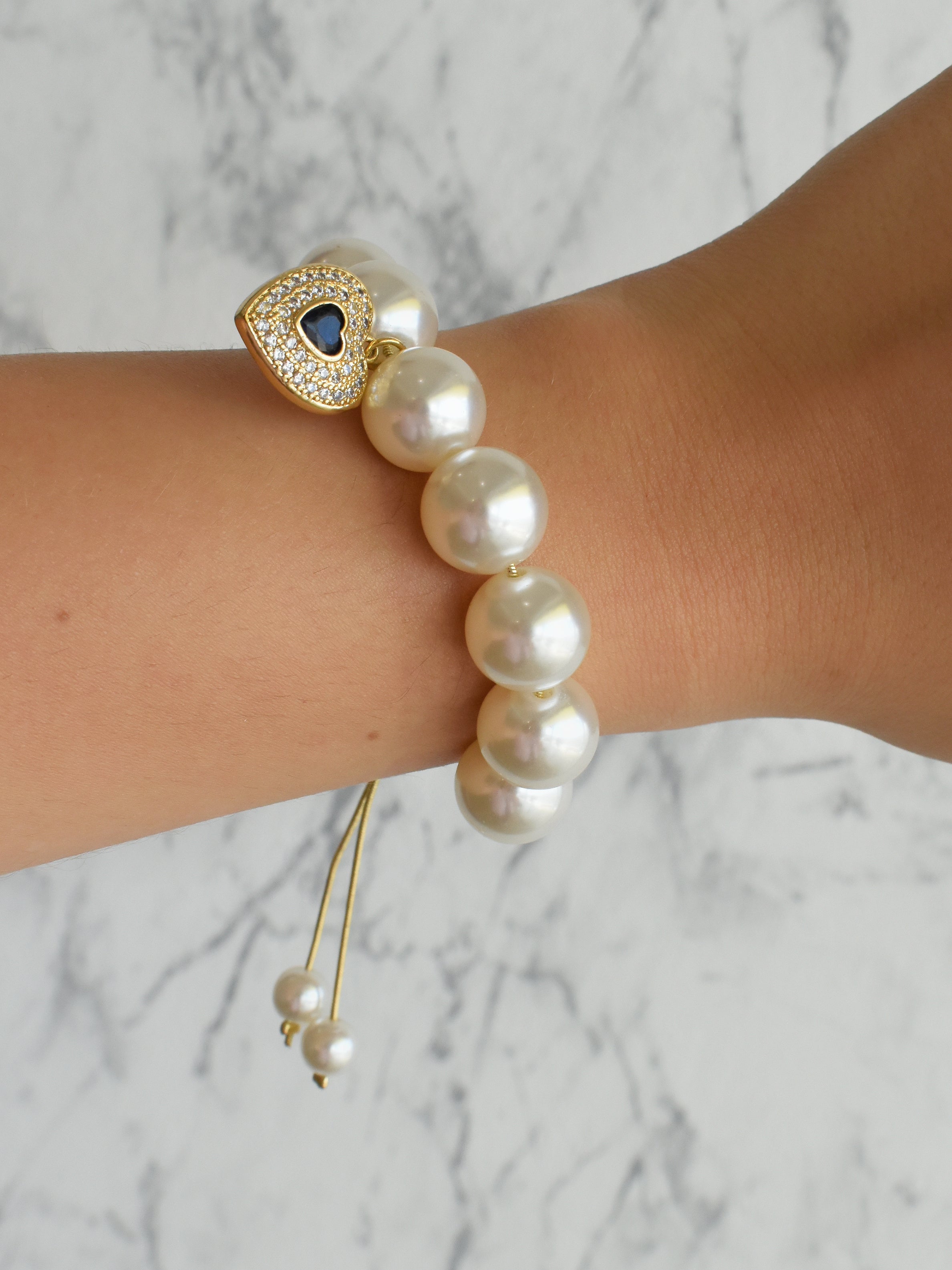 Pulsera perla jumbo charm corazón