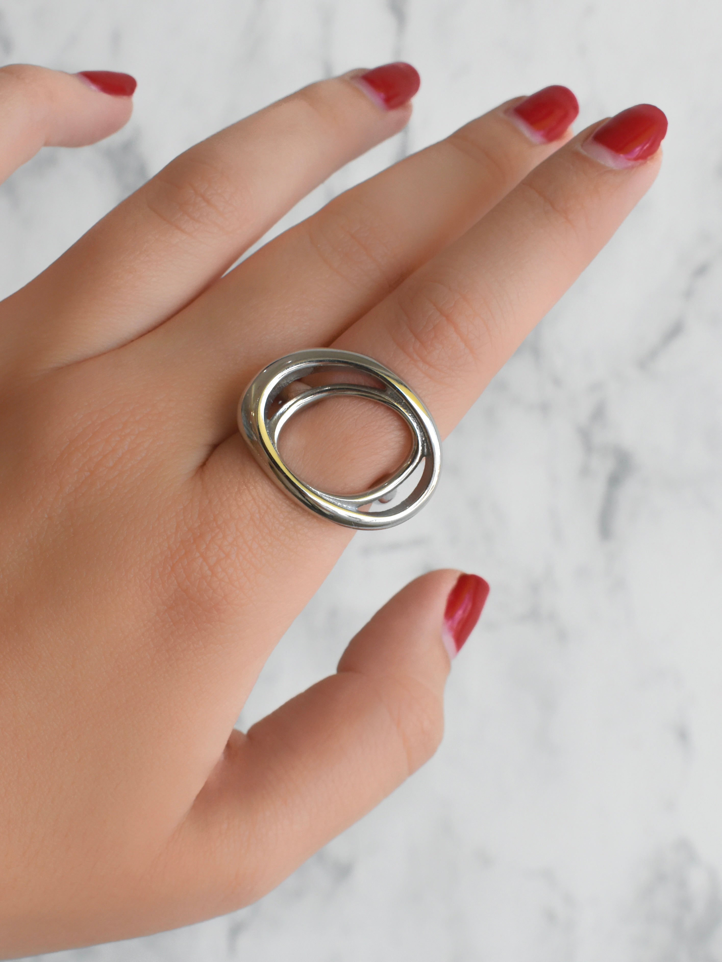 Anillo chunky silueta ojo palteado (tallas)