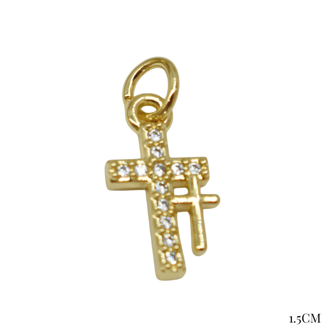 Charm doble cruz circonias