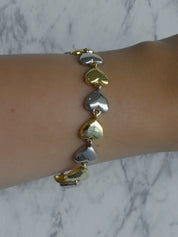 Pulsera bicolor fila corazones