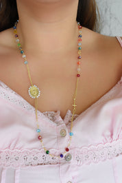 Collar Rosario cristal (negro, blanco, café o colores)