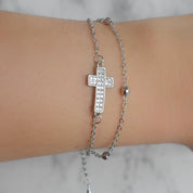Pulsera doble cruz (dorado o plateado)
