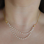 Gargantilla doble perlitas y estrella (dorado o plateado)