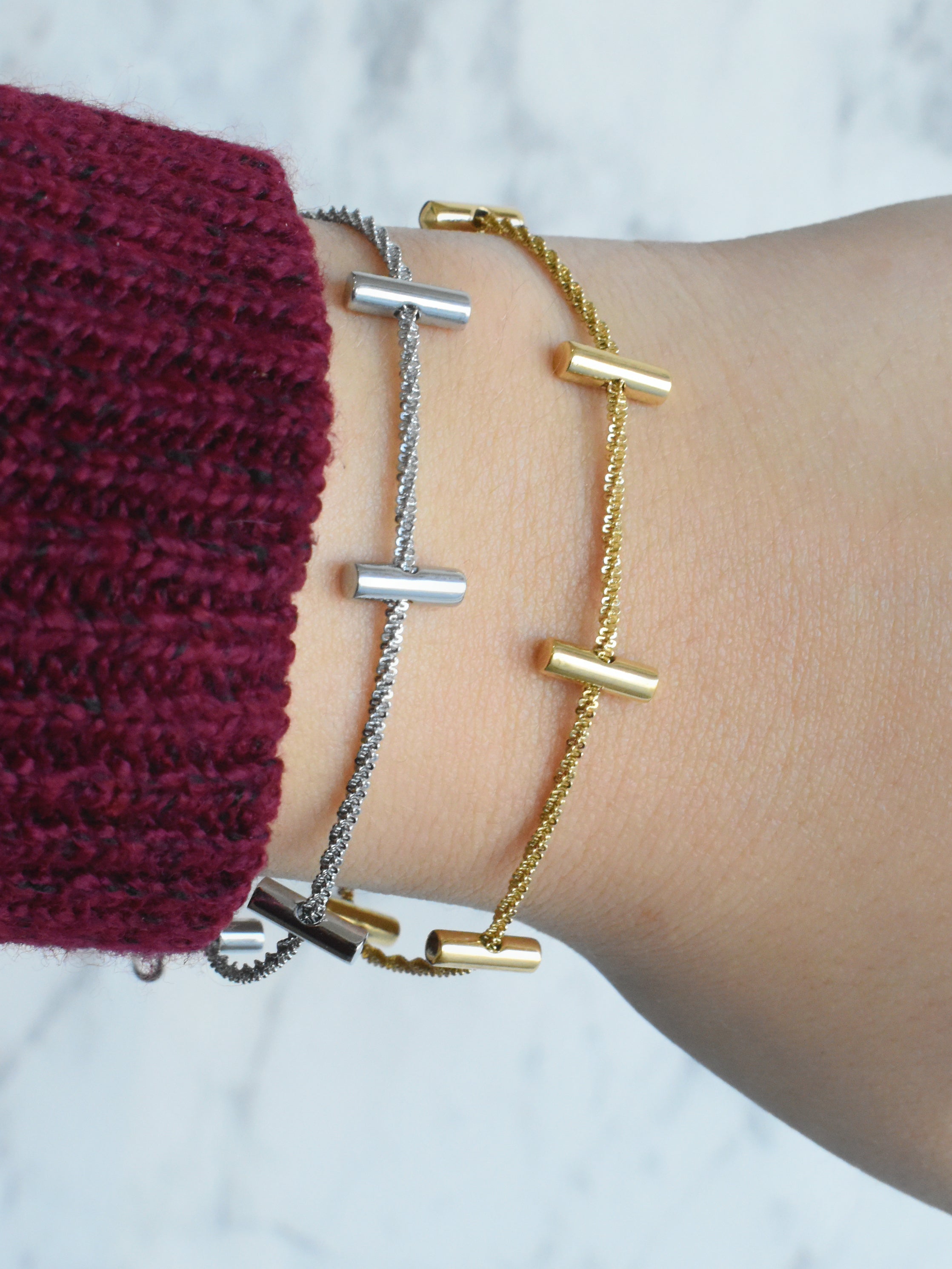 Pulsera barritas (dorado o plateado)