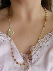 Collar Rosario cristal (negro, blanco, café o colores)
