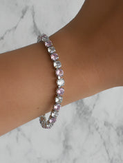 Pulsera tenis rosa y blanco