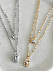 Gargantilla doble dijes circonia (dorado y plateado)