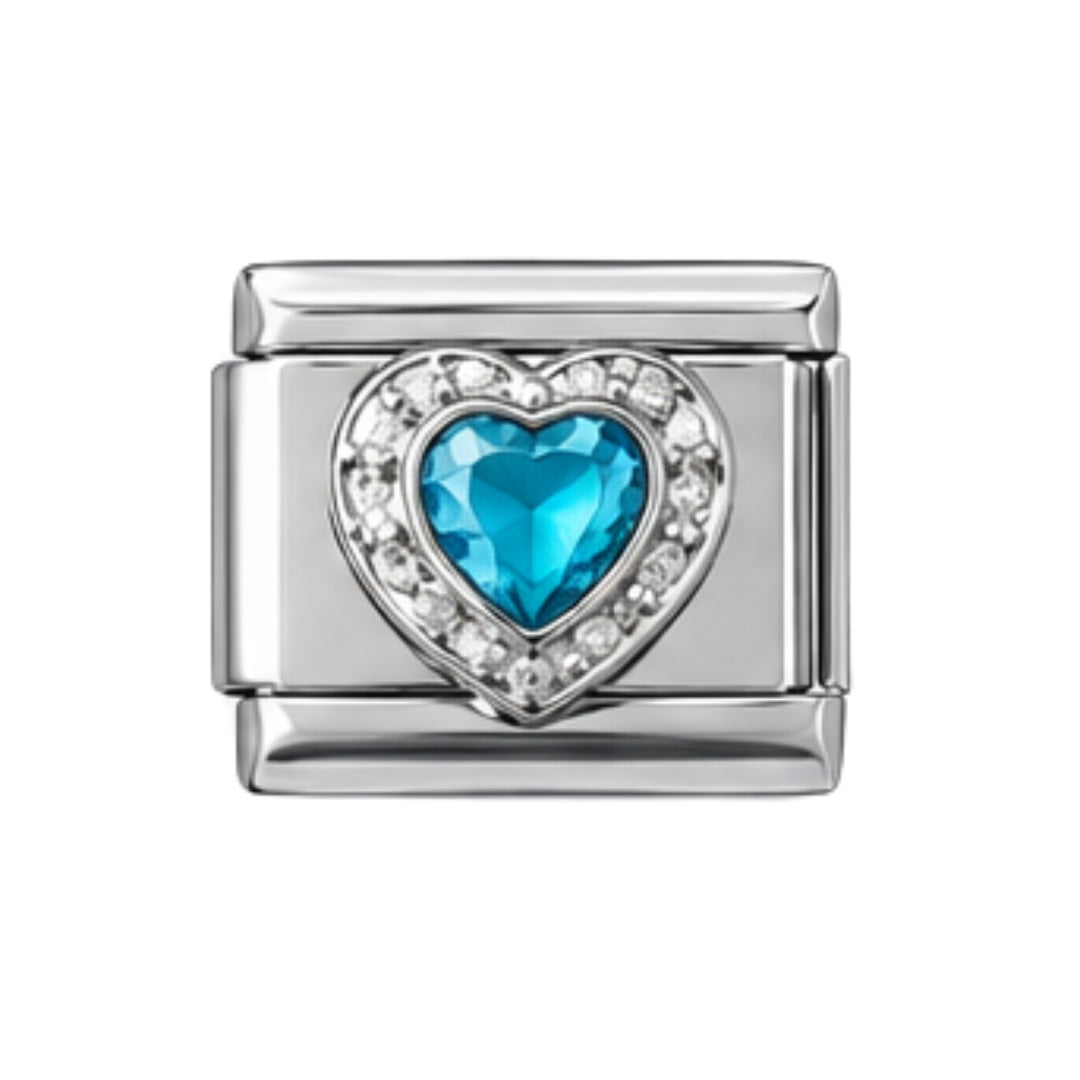 Italian charm corazón turquesa