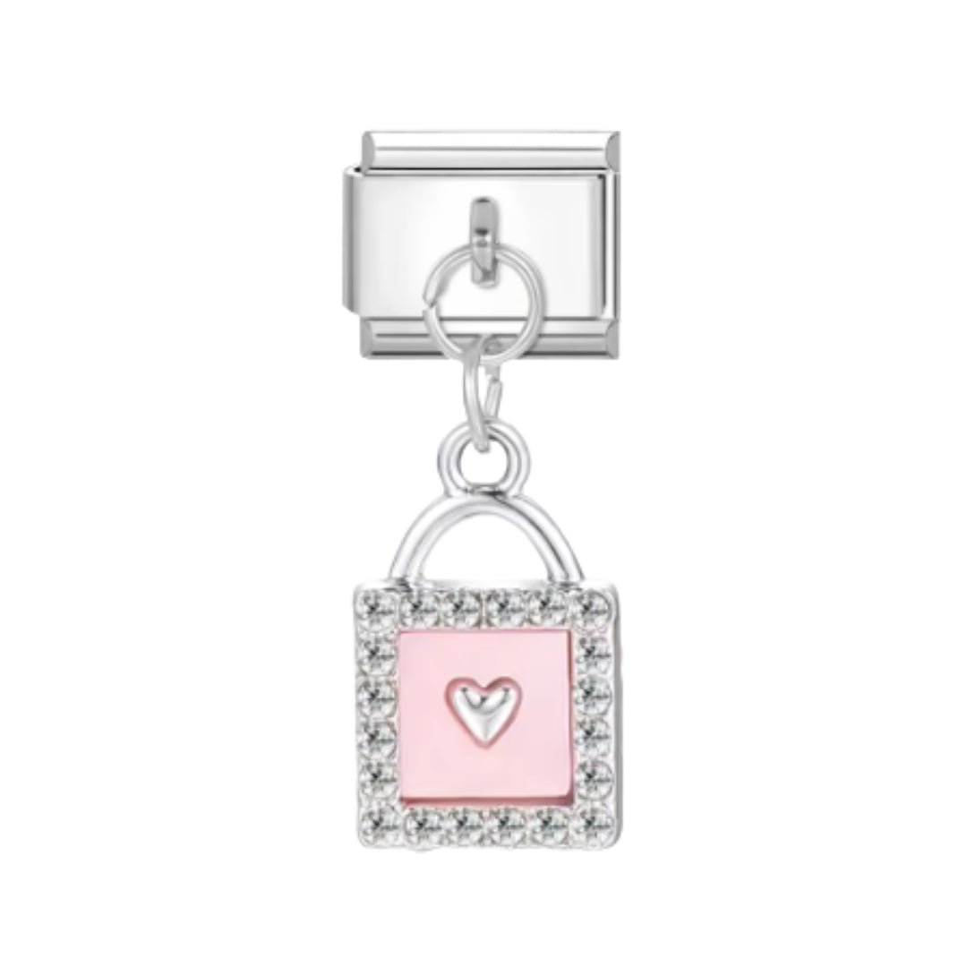 Italian charm candado rosa