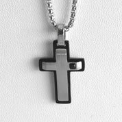 Collar cruz mate circonias