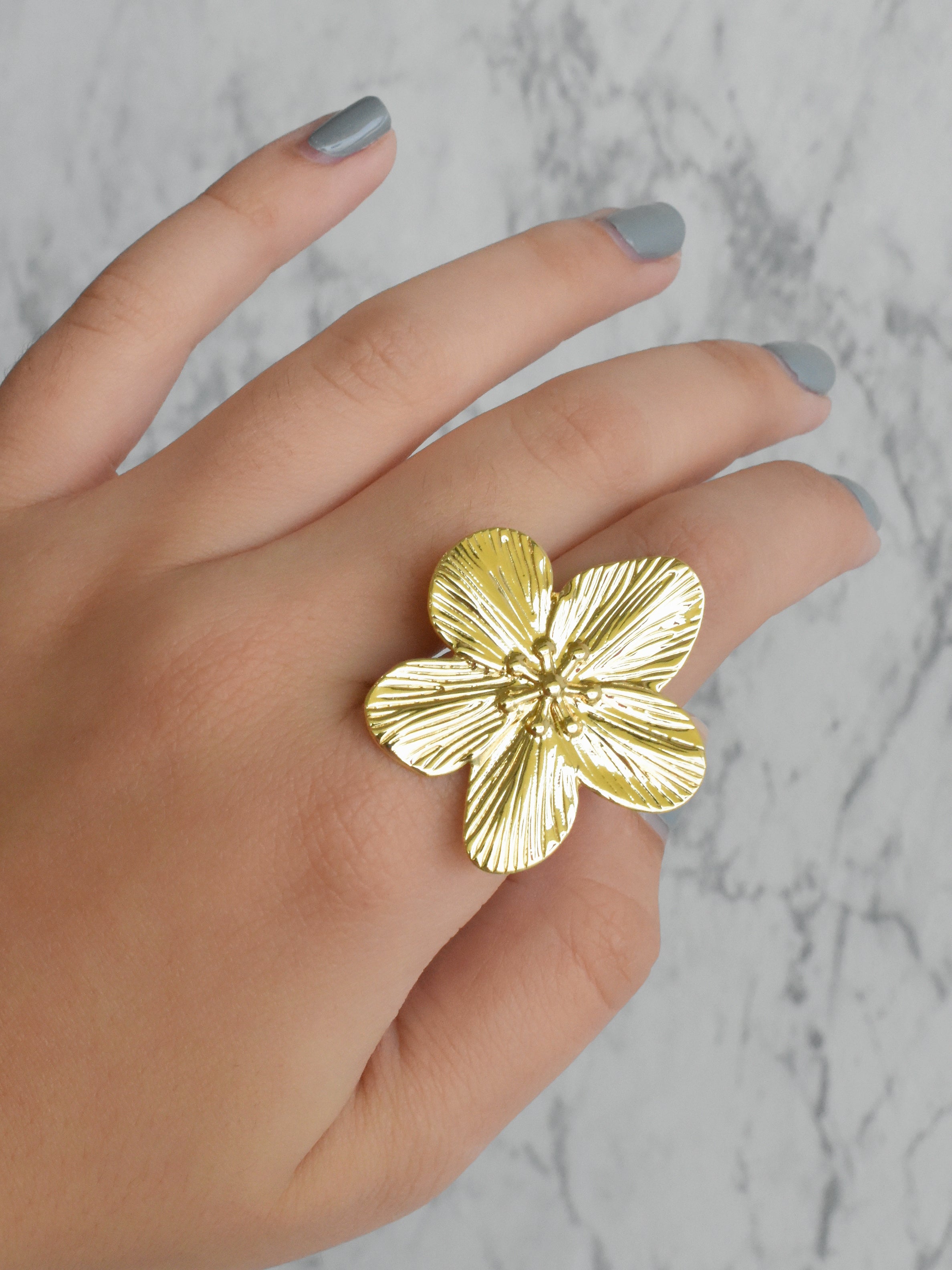 Anillo flor chunky