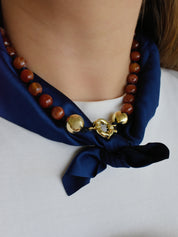 Juego collar y pulsera + pañuelo piedra natural