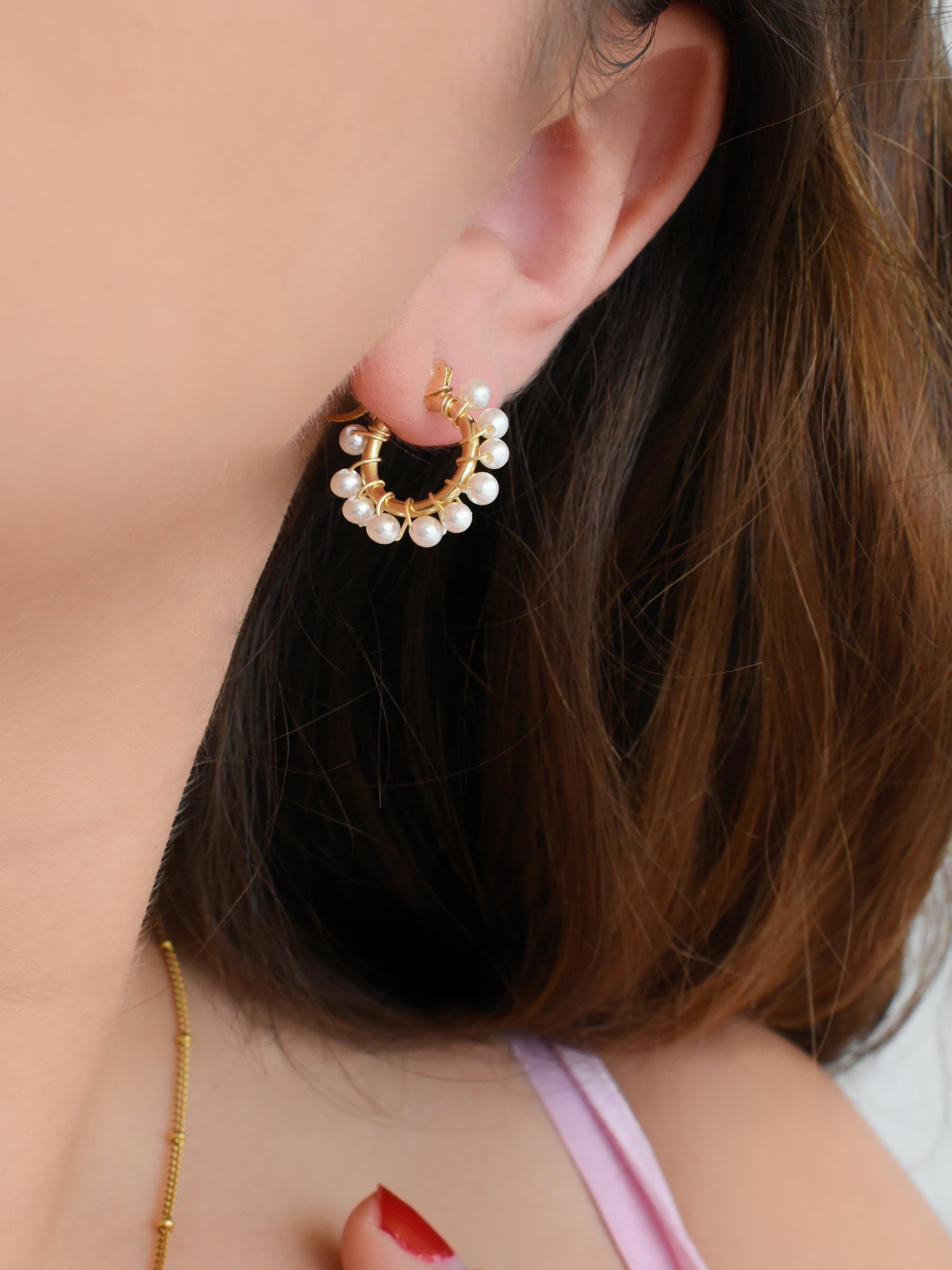 Aretes arracadas mini perlitas