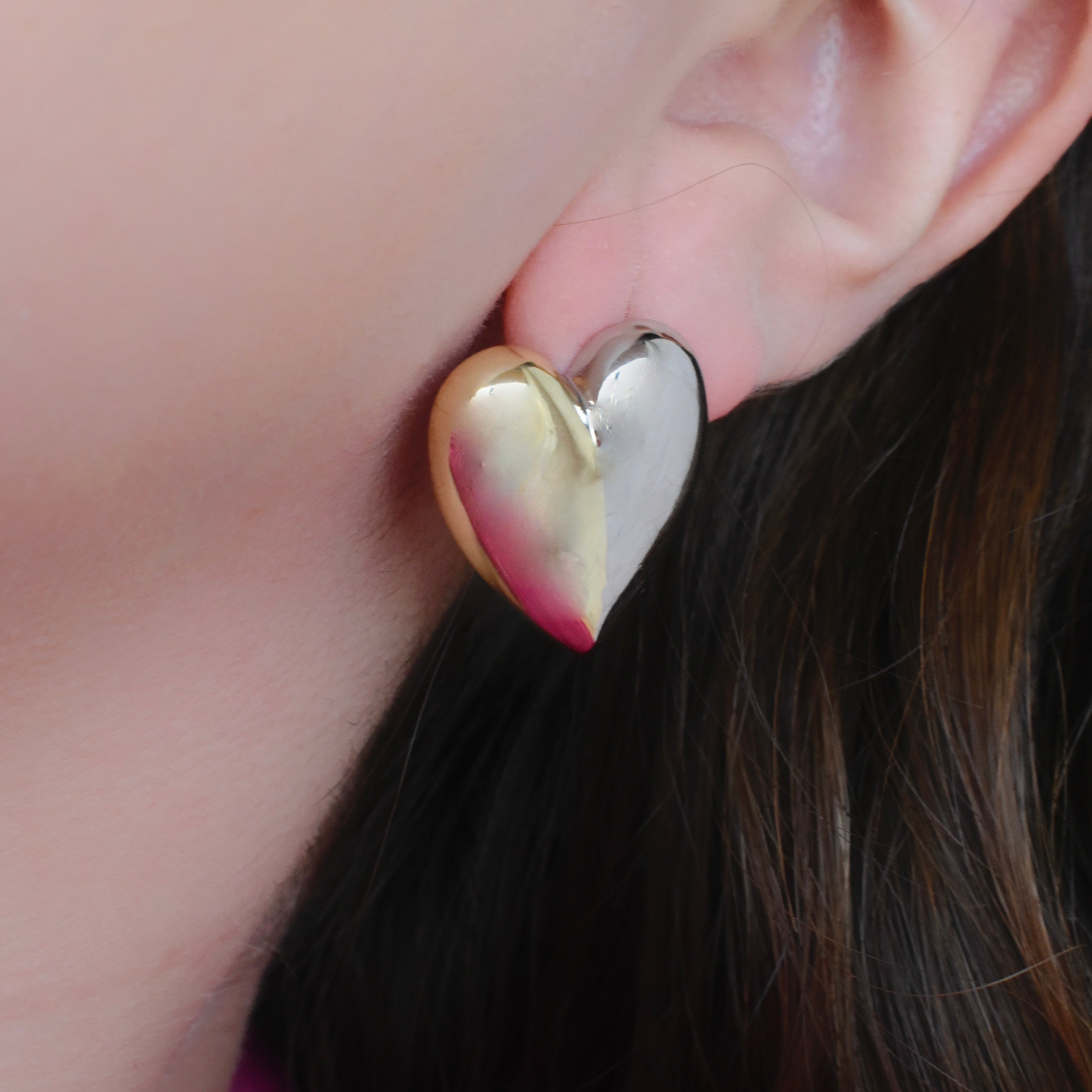 Aretes corazón bicolor