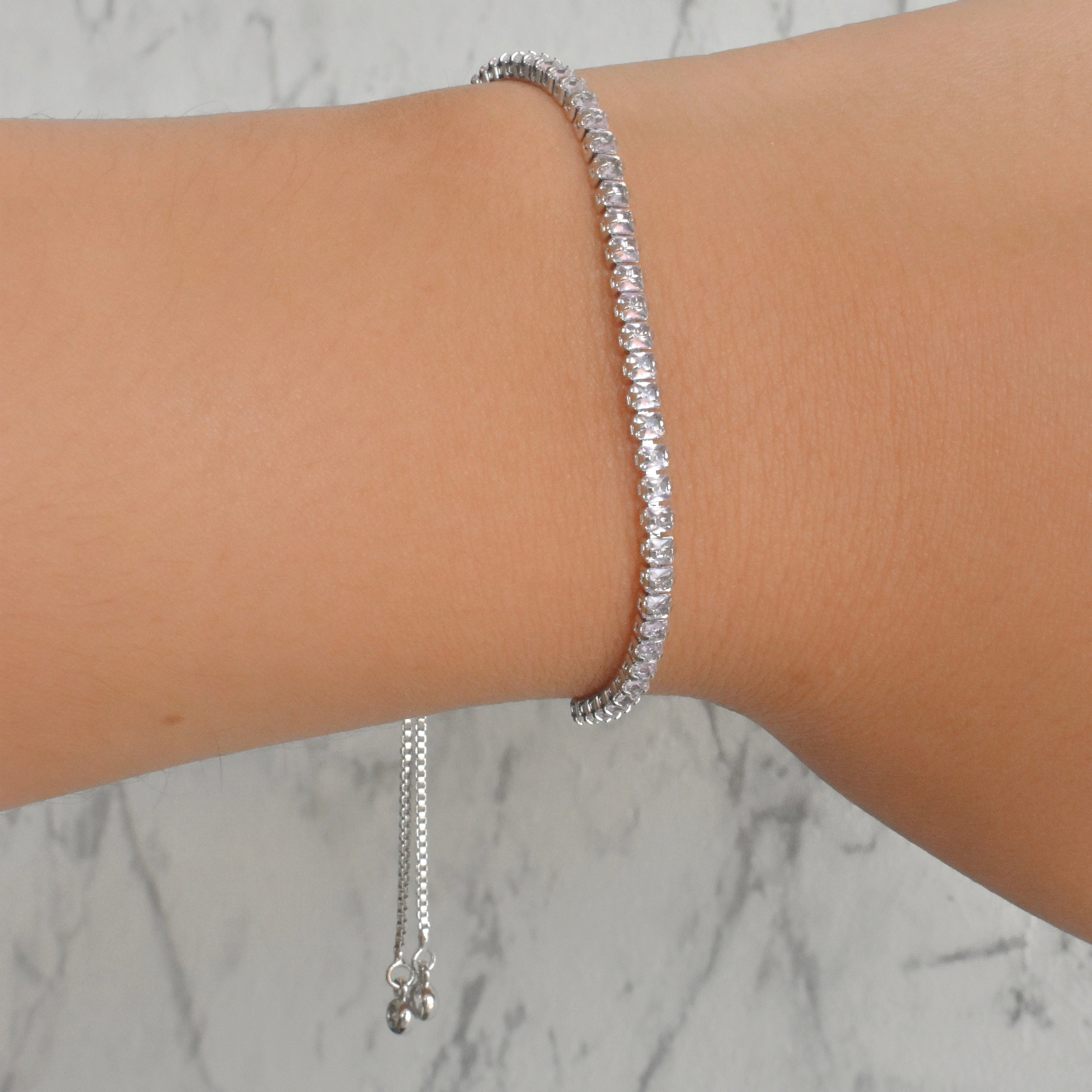 Pulsera "tennis" rosa palo (dorado y plateado)
