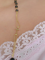 Collar Rosario cristal (negro, blanco, café o colores)