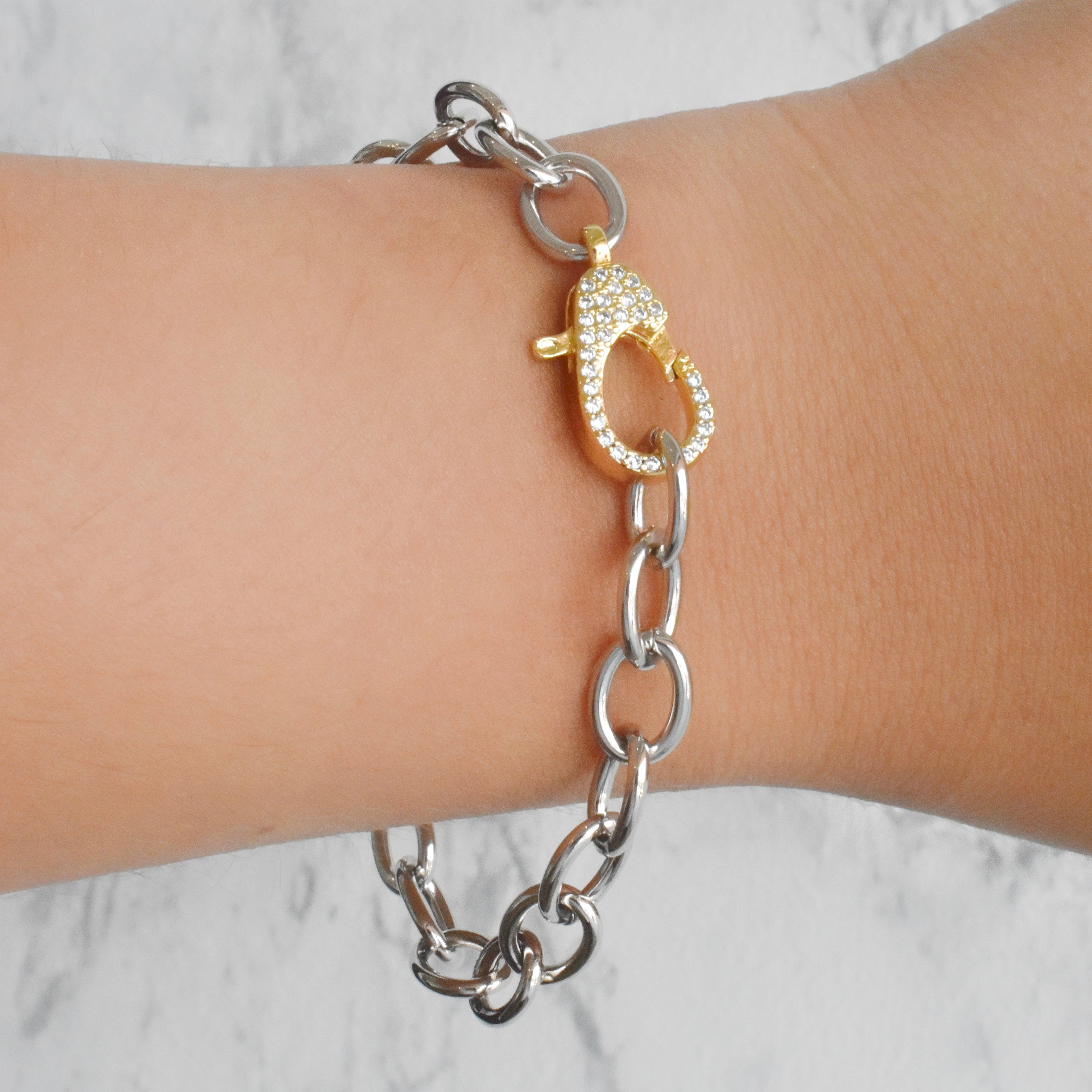 Pulsera broche chunky circonias