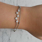Pulsera doble flores (dorada o plateada)