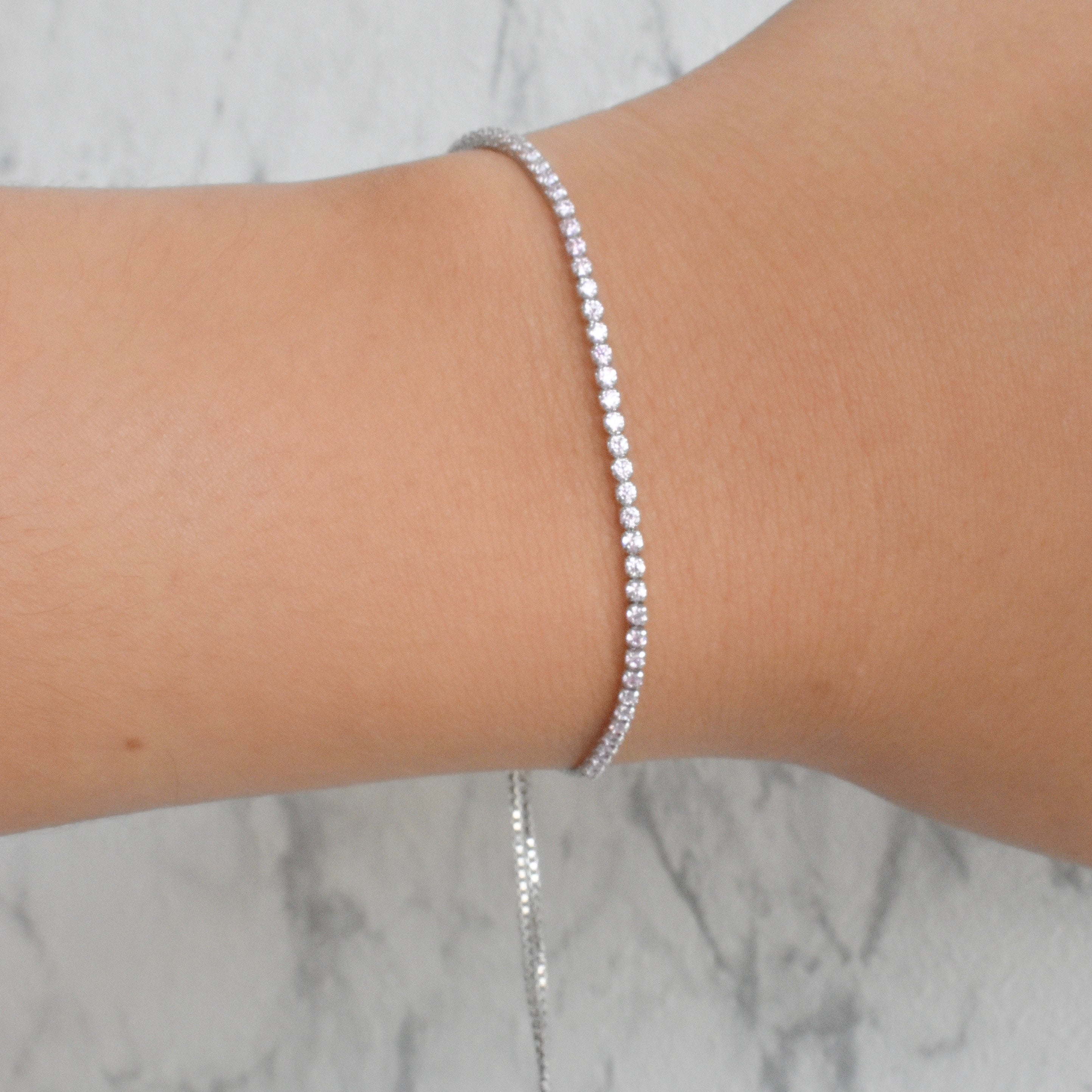 Pulsera "tennis" mini circonias rosa palo
