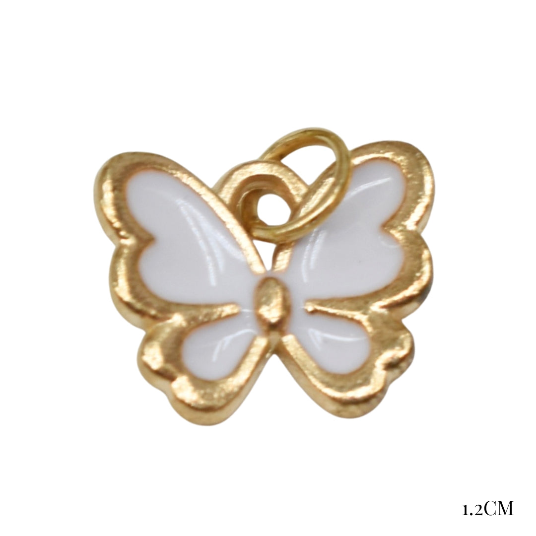 Charm mariposa (blanca y rosa)
