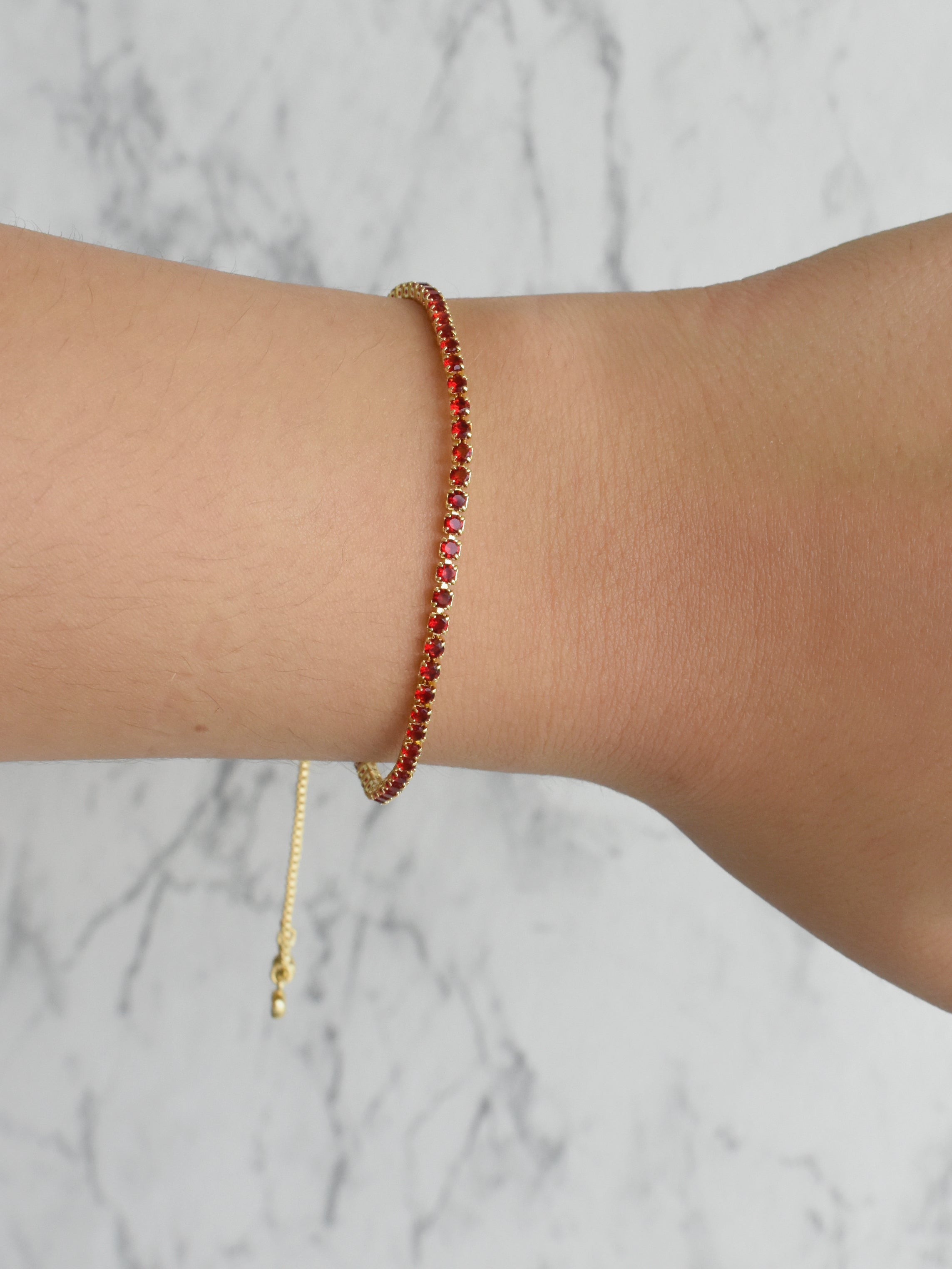Pulsera tenis circonia roja