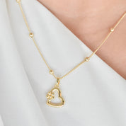 Gargantilla corazón mini flor (dorado y plateado)