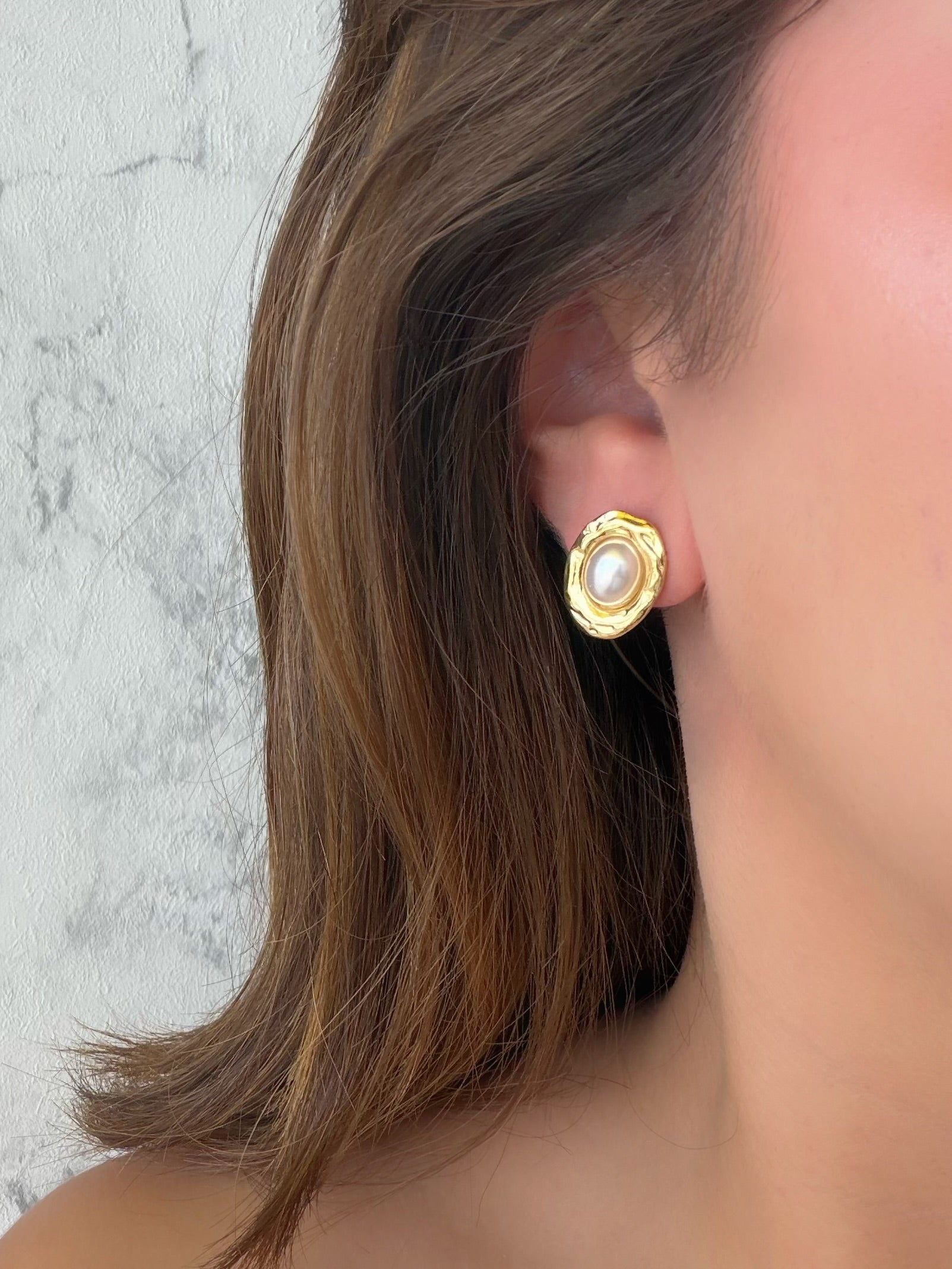 Aretes óvalo perla