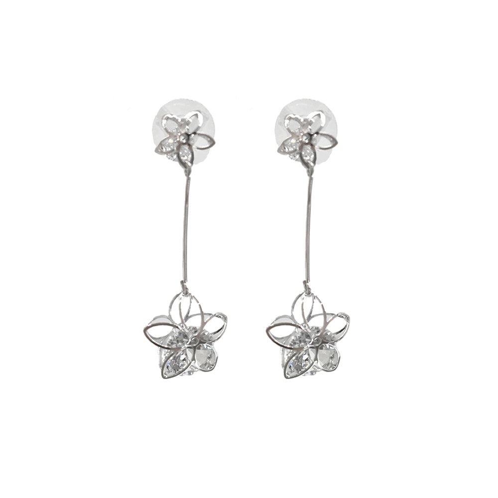 Arete doble bisel flor con circonia