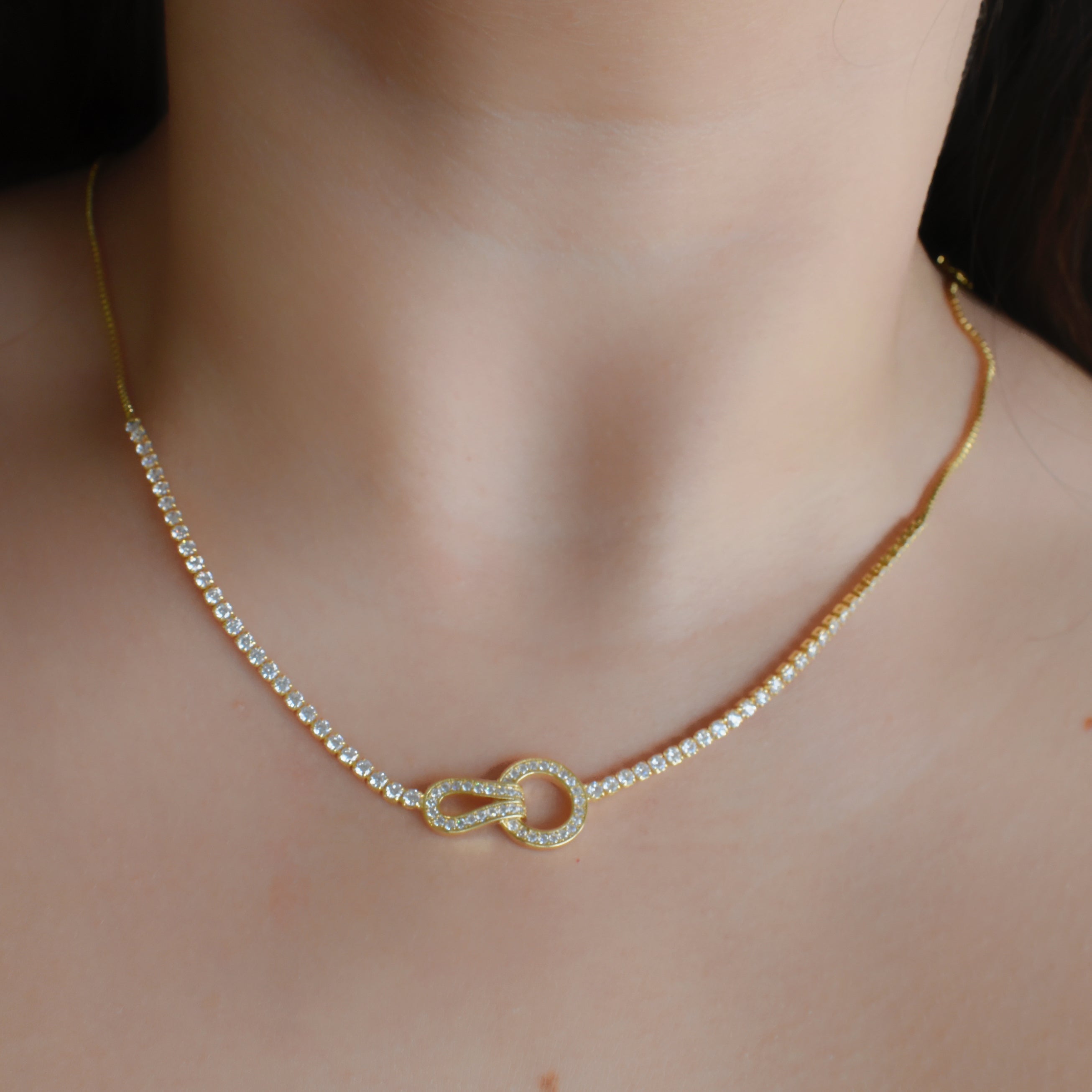 Gargantilla aro circonias (dorado y plateado)