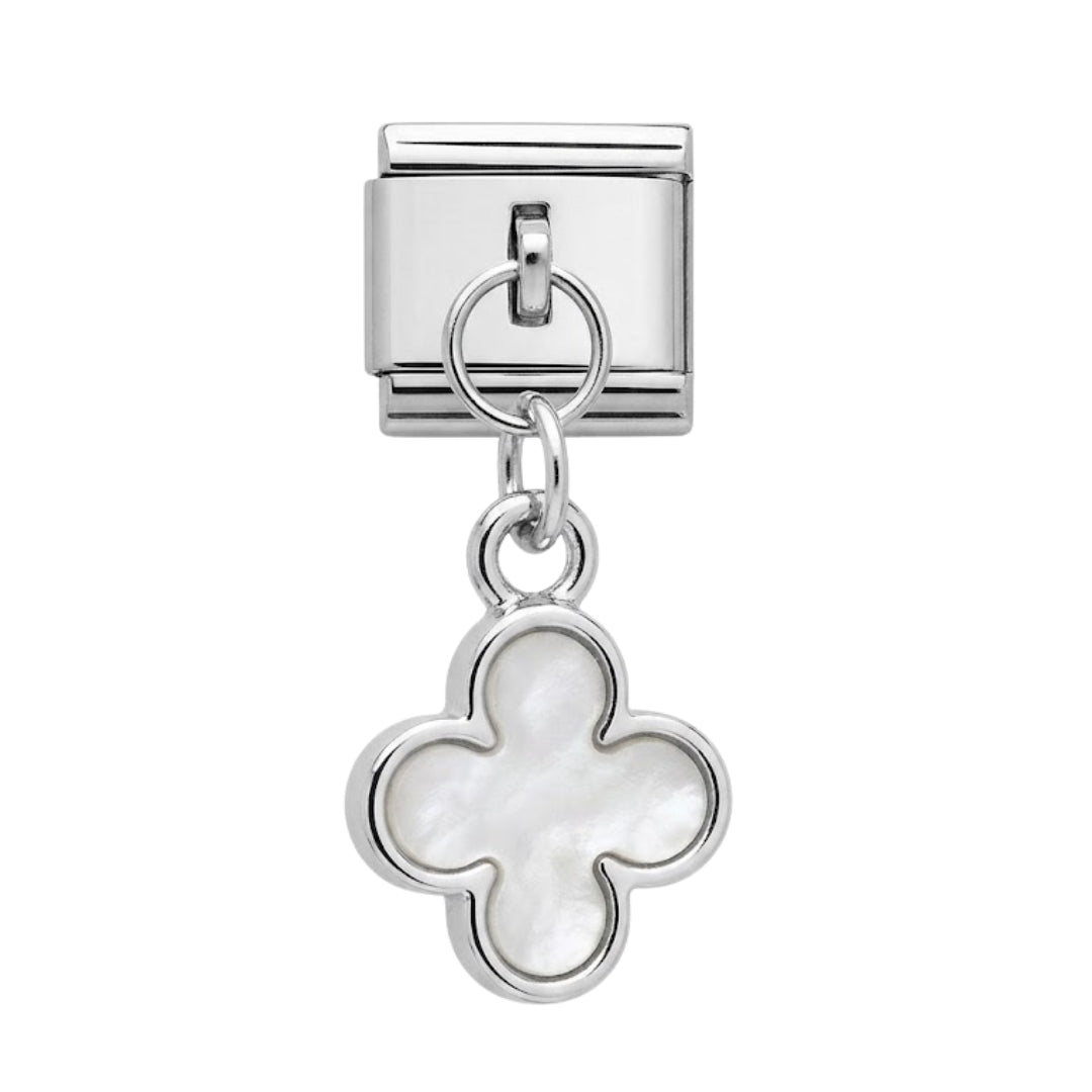 Italian charm colgante trébol (blanco o negro)