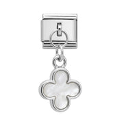 Italian charm colgante trébol (blanco o negro)