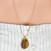 Collar largo piedra ojo de tigre