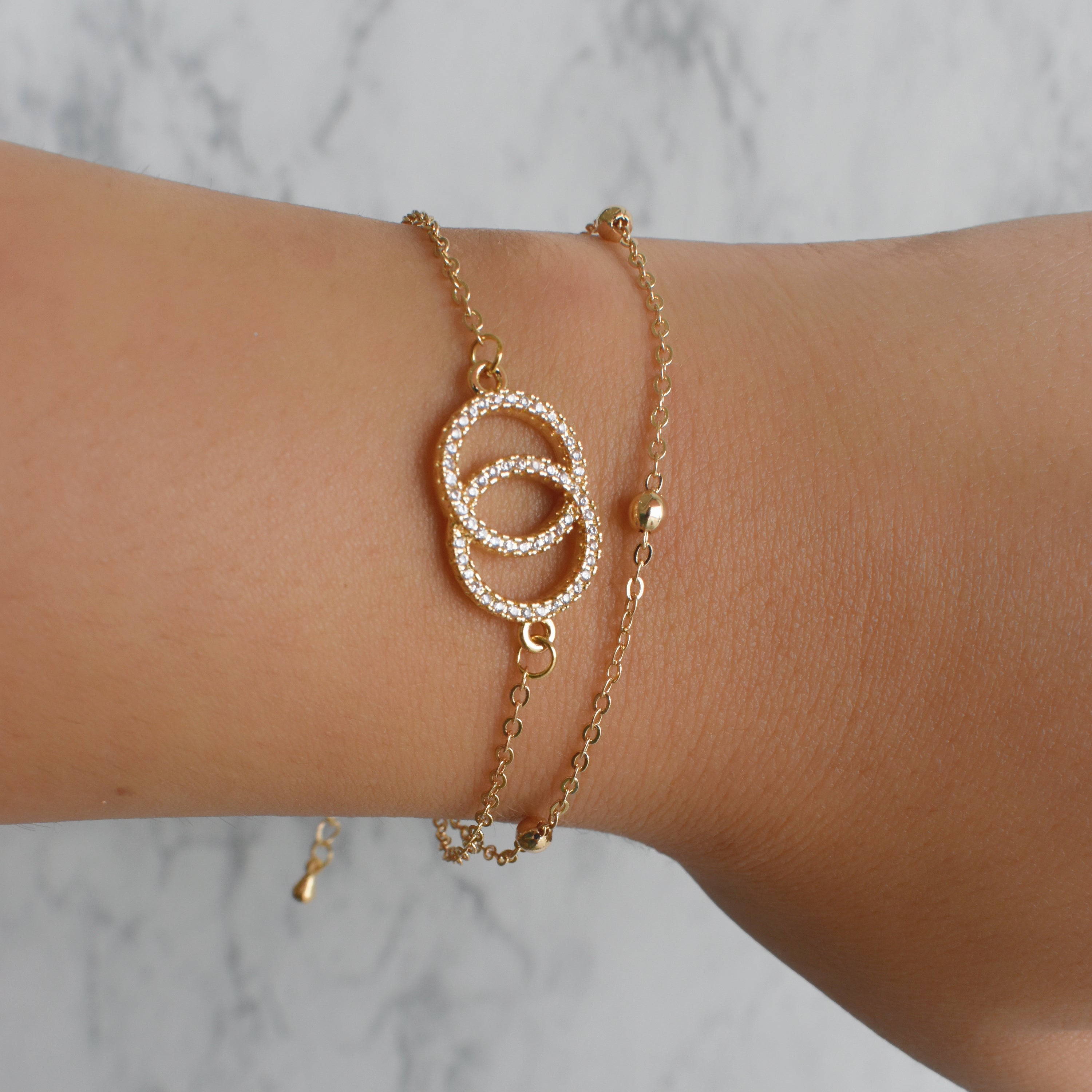 Pulsera doble aros (dorado o plateado)