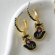 Aretes gato negro circonias