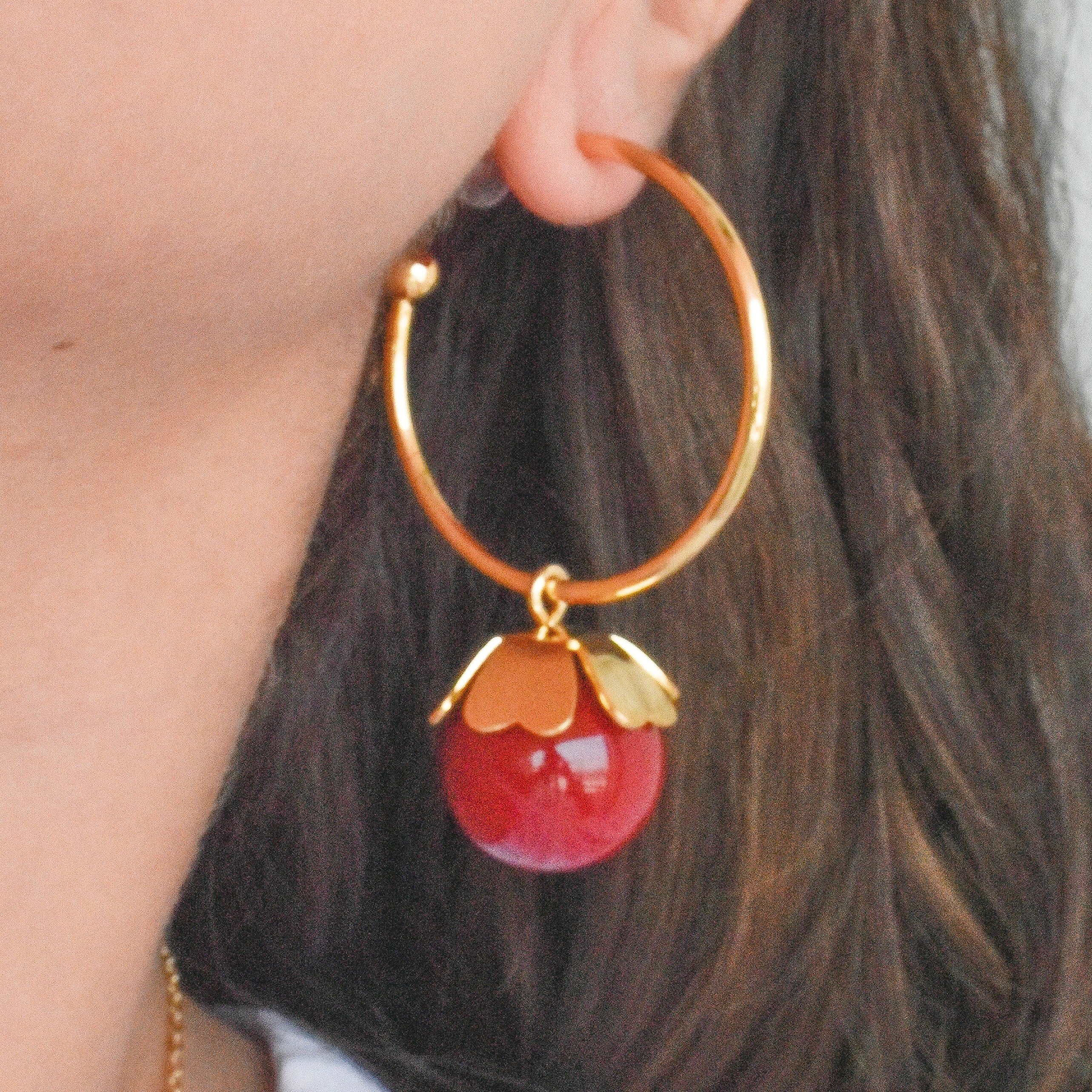 Aretes cerezas jumbo