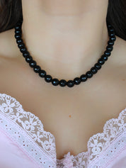 Collar bola piedra natural (gris, lila, negra, rosa)